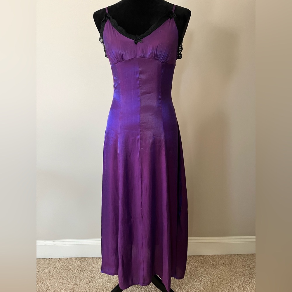 Cider Purple Satin-Feel Slip Dress